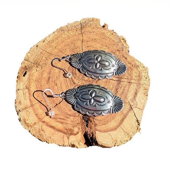 Native American Jewelry Women's Dangle Earrings Hand Stamped Jewelry 3-D Design* - Picture 9 of 9